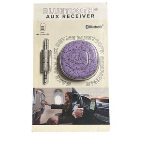 Vivitar Bluetooth AUX Receiver 3.5mm Male to Male USB-C Charge Purple New